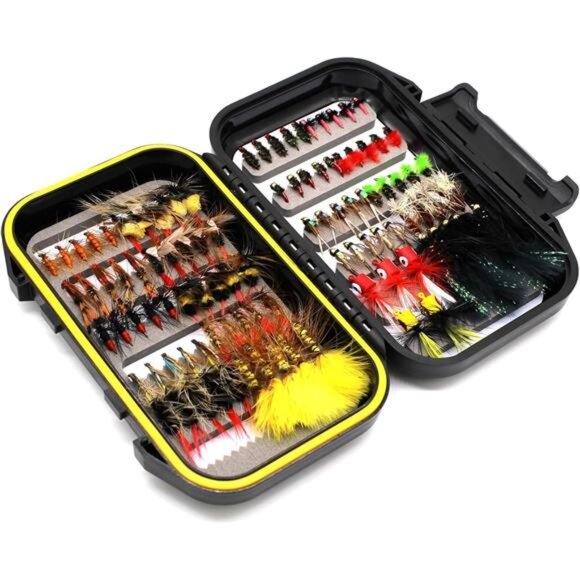 Fly Fishing Flies Assortment Kit Dry Wet Nyphms Tenkara Popper Streamer Woolly - Picture 5 of 7